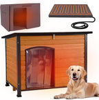 GUTINNEEN Dog House Outdoor, Heated Dog Shelter with Heating Pad, All-Round Insulated Liner, Chew-Proof Metal Frame, Weatherproof Dog Kennel for Winter (Fits Small, Medium, Large Dogs)