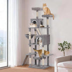 Multi-Level Cat Tree Large Cat Tower with Scratching Posts, Cat Condo for Adult Cats Kittens, Perches and Hammock (Light Gray)