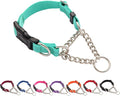 Martingale Dog Collar with Quick Release Buckle Steel Chain No Pull Training Reflective Collar for Medium Large Dogs(Teal, Large)