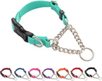 Martingale Dog Collar with Quick Release Buckle Steel Chain No Pull Training Reflective Collar for Medium Large Dogs(Teal, Medium)