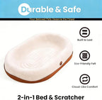2 in 1 Cat Scratcher and Bed for Large Cats, Wear-Resistant Felt Cat Scratching Pad & Lounge, Protects Furniture from Scratching, Couch Protector Alternative (with Mochi Balls)