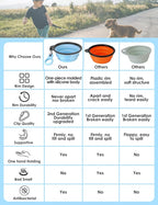 Aonkey Collapsible Dog Bowls with Bottle Carrier, 2 Pack Travel Dog Water Bowl Upgraded Carabiner, One-Piece Molded Rim No Fall Off or Crack, Foldable Silicone Portable for Pets Walking Hiking 15oz