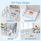 DIY Clear Acrylic Dog Playpen House,Quick Easy Assembly and Disassembly,Strong Floor Suction,Indoor and Outdoor Use,Easy Cleansing Puppy Fence (Sky Blue, 30.3" H, 10PCS)