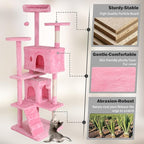 Heavy Duty Cat Tree Tower, 70" Tall Cat Tower for Indoor Cats with Cat Scratching Post with Bed, Cat Condo, Hanging Ball, Multi-Level Cat Climbing Tower Cat Trees Furniture Activity Center, Pink