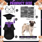 5 Pcs Dog Graduation Costume Set Include 2026 Pet Graduation Gown with Stole Puppy Grad Cap Lensless Glasses DIY Letter Stickers for Dogs Cats Holiday Costume Accessory(Black Purple,M)