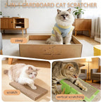 3 Pack Cat Scratch Pad with Box,Slope Cardboard Scratcher for Indoor Cats Protects Furniture,Reversible Scratching Board for Cats with Catnips Bed for Small Medium Cats Kitten Rest