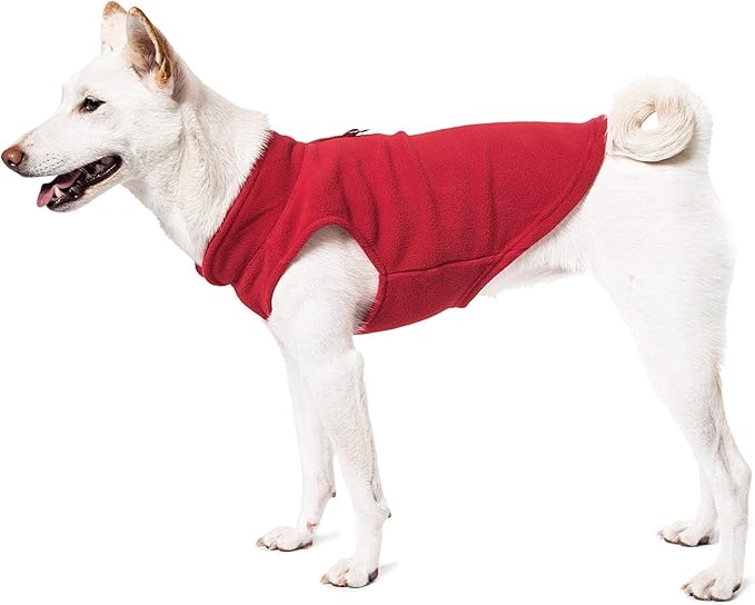 Gooby Fleece Vest Dog Sweater - Pumpkin, Medium - Warm Pullover Fleece Dog Jacket with O-Ring Leash for Small to Medium Dogs