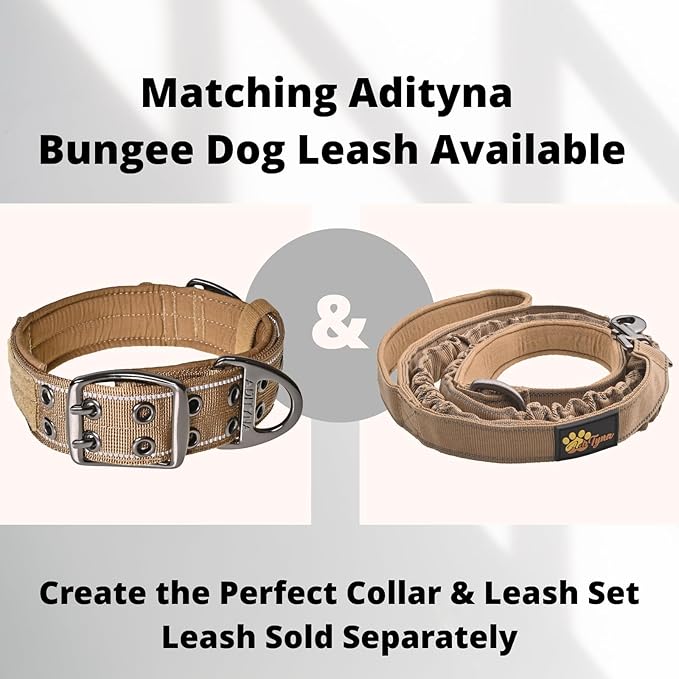 ADITYNA Heavy Duty Dog Collar for Extra-Large Dogs - Reflective Big XL Collar with Handle for Training, and Walking - Wide, Thick, Tactical, Soft Neoprene Padded