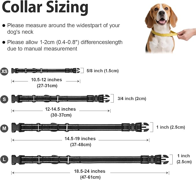 Martingale Collar for Dogs with Quick Release Buckle, Reflective Soft Padded & Escape Proof, Adjustable Nylon Dog Collars for Training & Daily Walking (Black,M)