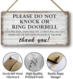 Baby Sleeping Sign For Front Door Please Do Not Knock Or Ring Doorbell Sign Funny Welcome Go Away Signs No Soliciting Sign For Home Don'T Disturb Hanging Sign Wall Decor