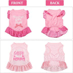 Weewooday 4 Pack Dog Dress Cute Pink Dog Clothes Skirt Girl Pet Princess Dress Puppy Summer Apparel Clothes Skirt Shirt with Ruffles Apparel for Small Puppy Cats Pet(L)