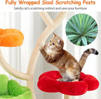 PETSITE 65 Inch Tall Cat Tree, Multi-Level Modern Cat Tree Tower with Sisal Scratching Posts, Cat Condo, Soft Fabric Covered Platforms, Ideal for Indoor Cats Large Adult (Multi)
