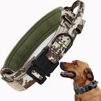 Tactical Dog Collar, Adjustable Military Training Nylon Dog Collar with Control Handle and Heavy Quick-Release Metal Buckle for Small Medium Large Dogs, Camo S