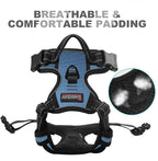 BARKBAY No Pull Dog Harness Front Clip Heavy Duty Reflective Easy Control Handle for Large Dog Walking(Navy,L)