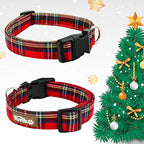 Tunkoo Christmas Plaid Dog Collar, Cute Adjustable Red Collar for Boy and Girl Dogs, Dog Collar with Strong Plastic Buckle - for Small Medium Large Pets, S