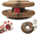 DFQ Kitty Kurlz, Magic Organ Cat Scratching Board Toy with Balls Bells,Made of Recyclable Corrugated Cardboard,Interactive Mental Physical Exercise Cat Toys for Indoor Cats(Brown)