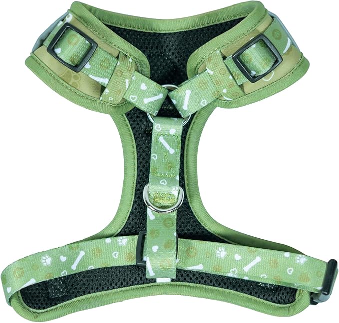 Haminway No-Pull Dog Harness for Medium Dogs – Reflective, Breathable Vest with Adjustable Chest & Neck Straps – Easy to Wear, Anti-Choke Harness for Safer Walks (Green, Size Medium)