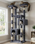 Hey-brother Tall Cat Tree Tower, Heavy Duty Scratching Posts with Large Platforms, Cozy Condos, Big Hammock, Toy Balls, Multi-Level Furniture for Indoor Adult Cats, 80.7 Inches, Smoky Gray MPJ039G