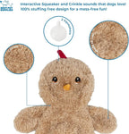 Best Pet Supplies Interactive Squeaky Dog Chew Toy, Ideal Dog Toys for Chewers, Small, Medium & Large Dogs, and Fetch Lovers - Crinkle Chicken (Khaki), Large