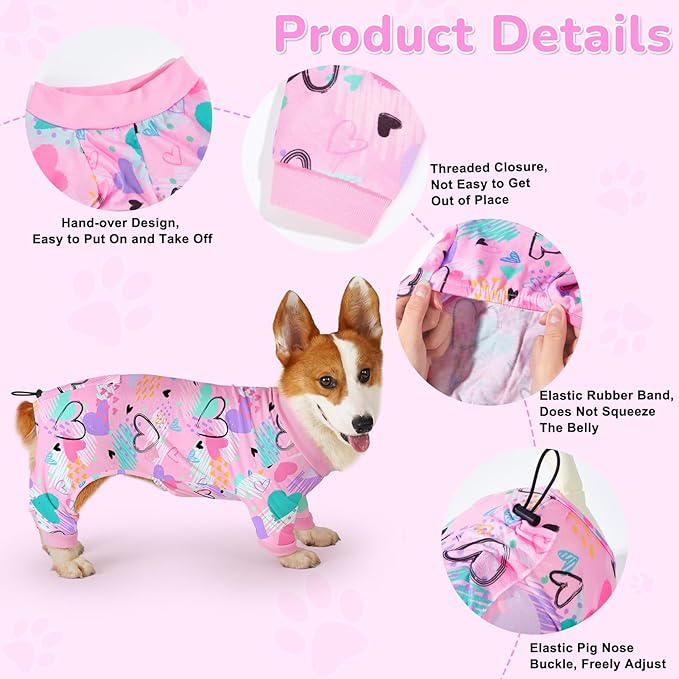 Glittme 2PACK Dog Pajamas Soft Dogs Clothes for Small Medium Dogs Elastic Cats Apparel Breathable Dog Pjs for Puppy