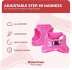 Downtown Pet Supply Step-in Dog Harness – No Pull, Adjustable Padded Mesh with Reflective Trim, Secure Buckle Strap – Comfortable & Breathable Small Dog Harness, XX-Small, Pink