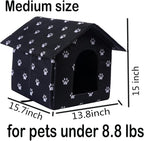 Cat Houses for Outdoor Cats Outdoor Houses for Feral Cats Cat House with Weatherproof Canvas Roof Stray Shelter (Medium cat Houses, Black pet House)