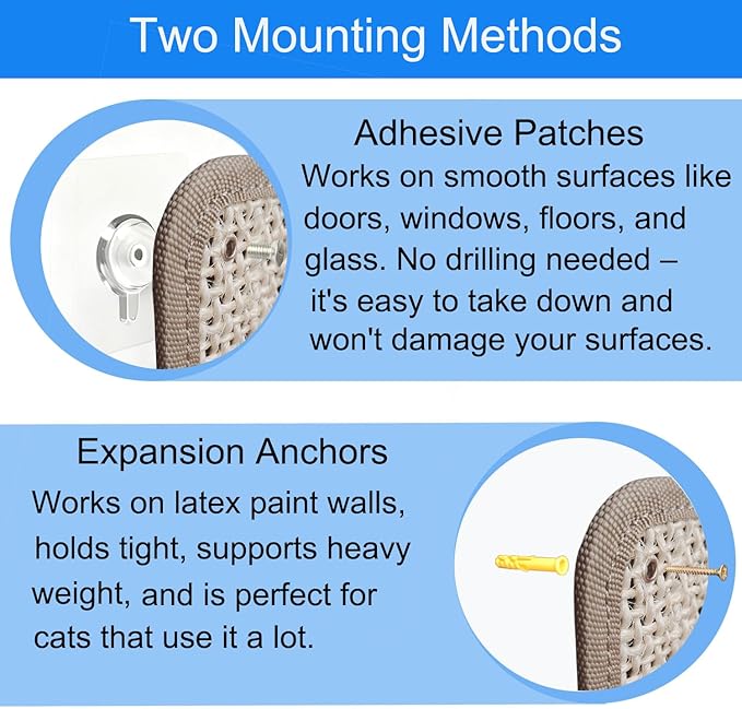 Cat Nail File Scratcher- Natural Sisal Scratching Pad with 80-Grit Aluminum Oxide, Wall/Floor Cat Scratcher is Ideal for Trimming Cat Nails & Furniture Protection
