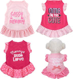 Weewooday 4 Pieces Dog Dress Shirt Cute Pink Dog Clothes Pet Princess Dress Puppy Summer Apparel Clothes Skirt Shirt with Ruffles Apparel for Small Puppy Cats Pet(XS)