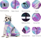 Dog Coats for Small Dogs, Polar Fleece Dog Pajamas Bodysuit, Puppy Onesies Tie Dye Jumpsuits, Dogs Warm Clothes Four-Legged, Doggie Fullbody Winter Jacket Vest