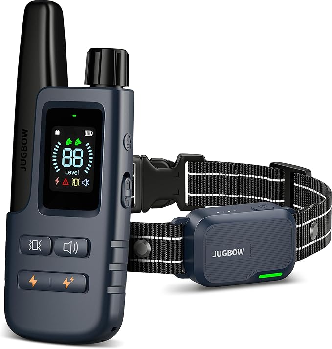 Jugbow Dog Training Collar with Remote 4200ft Range, Waterproof Shock Collar Rechargeable E-Collar for Dogs 10-120 lbs(BTC801NBU)