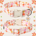 ARING PET Spring Summer Dog Collar-Cute Floral Doggy Collars for Small Dogs, Adjustable Cotton Sunflower Pet Collars Puppy Collar for Small Medium Large Dogs