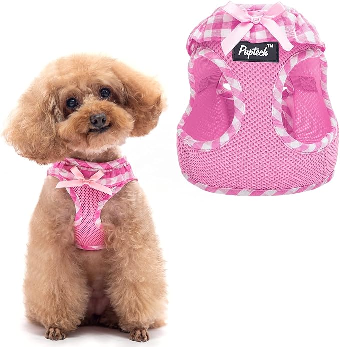 PUPTECK Dog Harness for Puppy and Small Sized Dogs, Step-in No Pull Soft Mesh Vest Harness for Cats Small Pets Walking, Pink, New XS