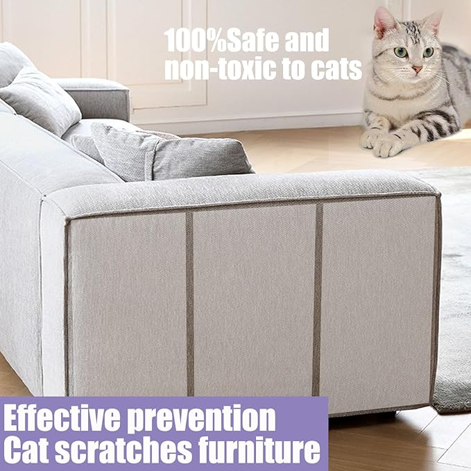 Chuangseed Anti-Cat Scratch Tape - 3" x 30Yds, Clear Double-Sided Cat Scratch Deterrent for Furniture, Carpet, Doors, Pet & Kid Safe