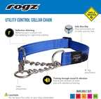 Reflective Nylon Choke Collar; Slip Show Obedience Training Gentle Choker for Extra Large Dogs, Blue