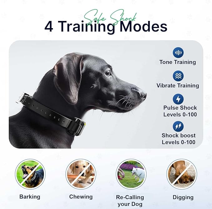 My Pet Command Long Range Dog Training Collar with Remote 1 Mile/5280 Ft, Safe Shock, Vibrate, Tone, Flashing Beacon Lights, Rechargeable Waterproof Remote Device, add up to 2 Collars. 2 Collar Pack