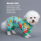 KYEESE Dog Pajamas Stretchy Pet Jammies Coat Comfy Pet Onesie Costume Velvet Dog Pajamas Small Sized Dogs Soft Dogs Clothes Pjs with Construction Vehicles Pattern, Large