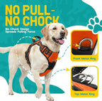 No Pull Dog Harness and Leash Set for Large Dogs – Adjustable Reflective Breathable Soft Padded Easy Control Dog Harness for Training & Walking, Orange (Large)