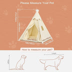 Bunny & Tiny Cat & Tiny Dog Teepee Tent House (Int 16x16x16in/Ext 18x18x21in) for Mini Chihuahua, Yorkie, Maltese, Puppy, Rabbit, Kitty Kitten, Guinea Pig, Chinchilla, Cotton Canvas & Stable Frame