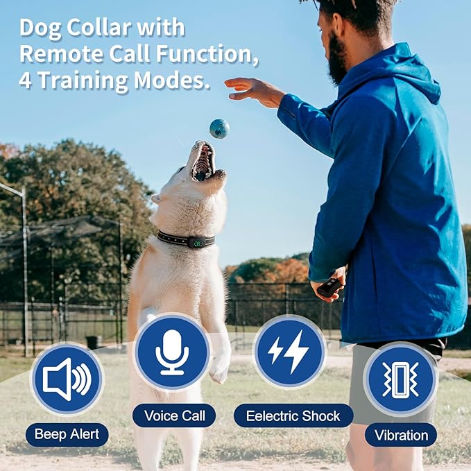 Dog Shock Collar, 4900FT Dog Training Collar with Call Function & LED Light, IP67 Waterproof Rechargeable E-Collar for Dogs 10-120Ibs,4 Training Modes for All Breeds (Black)