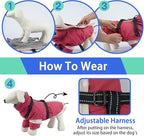 MIGOHI Rainproof Dog Winter Jacket with Harness,XXL Large Fleece Dog Coat with Sleeves,Adjustable Pet Puffer Jacket Snowsuit Cold Weather Coats for Golden Labrador Retriever,XXL,Pink