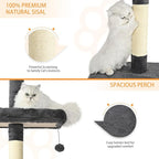 Floor to Ceiling Cat Tree, Cat Tower with Adjustable Height 98-110 Inches, 5 Tiers Tall Cat Tree Floor to Ceiling with Cozy Bed,Platforms, Sisal Scratching Posts for Cats Gray