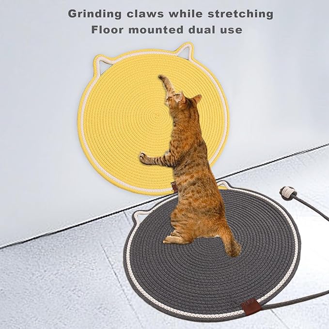 2 Pack Cat Scratching Pad,Natural Cotton Rope Scratch Mat, 16.9'' Round Cat Wall Scratcher & Floor Scratch Pad, Durable Double - Sided Cat Scratcher,Furniture Protector for Couch, Carpet, Sofa