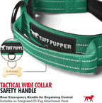 Tuff Pupper Tactical Dog Collar with Handle | Heavy Duty Adjustable Dog Collar | Military Nylon Collar for Large Dogs | Quick-Release Buckle | Soft Padded Comfort | Training Control (Green, Large)