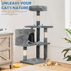 Cat Tree 36 Inch Cat Tower for Indoor Cats with Scratching Post,Padded Perch,Hanging Toys for Kittens & Adult Cats,Beige (Light Gray)