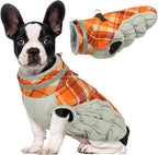 Lelepet Warm Dog Winter Coat Dog Coats for Small Dogs Waterproof Dogs Jacket with Harness Built in Reflective Cold Weather Coats Windproof Zip-Up Winter Fleece Vest Snowsuit Yorkie Orange Plaid S