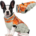 Lelepet Warm Dog Winter Coat Dog Coats for Medium Dogs Waterproof Dogs Jacket with Harness Built in Reflective Cold Weather Coats Windproof Zip-Up Winter Fleece Vest Snowsuit Dachshund Orange Plaid