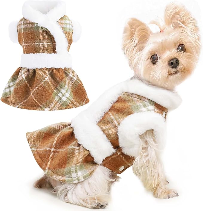 Dog Sweater Dog Winter Clothes for Small Dogs Boy Girl Fall Puppy Dress Warm Fleece Chihuahua Yorkie Teacup Doggie Sweaters Dresses Doggy Sweater for Small Dogs Girl Cat Outfits, Orange, XS