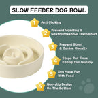 Ceramic 0.9 Cup Dog Bowl Slow Feeder for Small Dog, 6.1inch Pet Slow Feeder, Stop Bloat, Preventing Choking(1 Bowl-Beige)