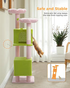 PEQULTI 53" Cat Tree for Indoor Cats, Multi-Level Cat Tower with Cozy Cat Condo Clearance Prime, Pink
