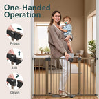 Cumbor 2 Pack 29.7-51.5" Extra Wide Baby Gate for Stairs, Mom's Choice Awards Winner-Dog Gates for Doorways, Pressure Mounted Walk Through Pet Gate Indoor, Safety Auto-Close Child Gate for Kid,Brown